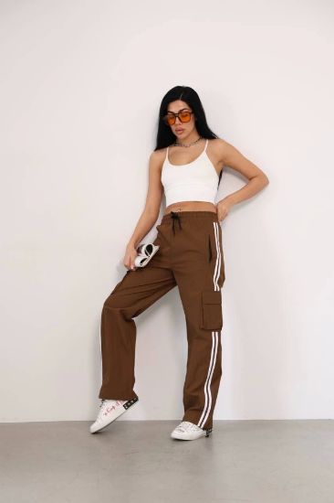 Praşut Kumaş Kargo Çeplı Baggy Esofman - Kahve resmi
